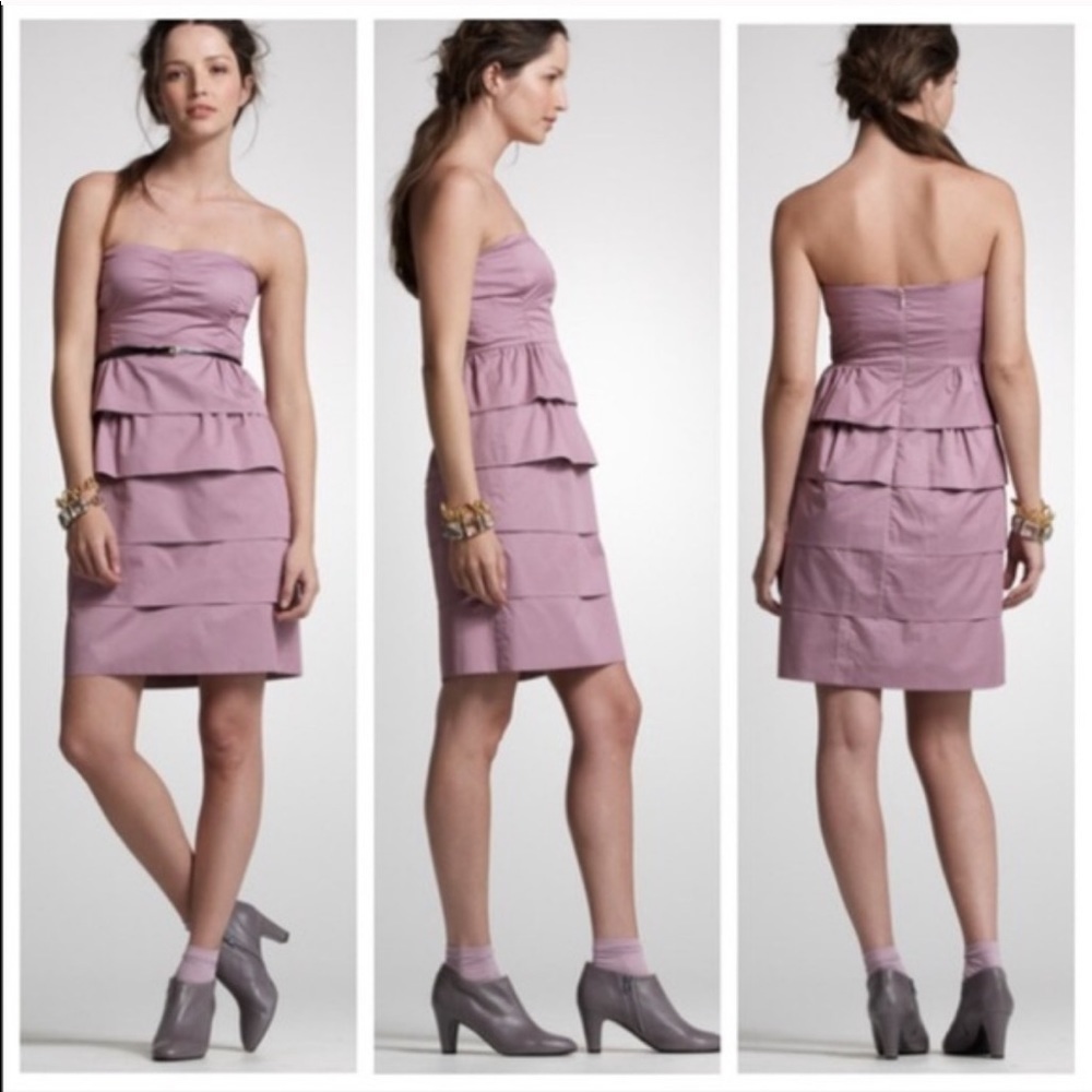 J. Crew Brynn Black Poplin Tiered Strapless Dress Size 0